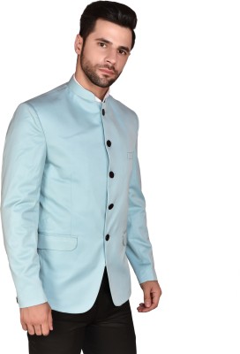 PRINT CULTR Solid Single Breasted Festive & Wedding Men Blazer(Light Blue)