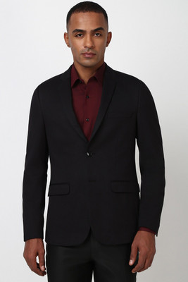 PETER ENGLAND Solid Single Breasted Formal Men Blazer(Black)