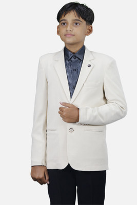 gargian master cut Solid Single Breasted Wedding, Formal, Party Boys Blazer(Beige)
