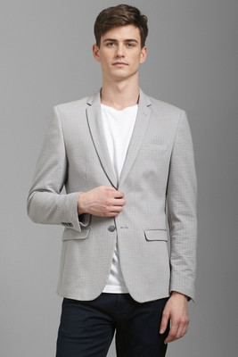 LOUIS PHILIPPE Self Design Single Breasted Casual Men Blazer(Grey)