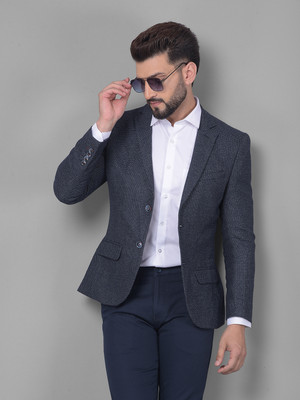 CRIMSOUNE CLUB Solid Single Breasted Casual Men Blazer(Grey)