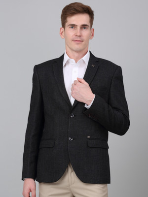CANTABIL Solid Single Breasted Formal Men Blazer(Black)
