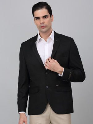 CANTABIL Solid Single Breasted Formal Men Blazer(Black)