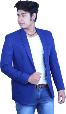 Darelooks Solid Single Breasted Formal Men Blazer(Dark Blue)