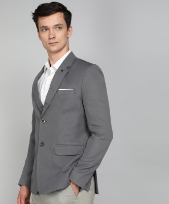 AVAETA Solid Single Breasted Party, Festive & Wedding, Casual Men Blazer(Grey)