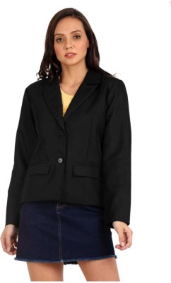 RAWWARRY Solid Single Breasted Casual, Formal Women Blazer(Black)