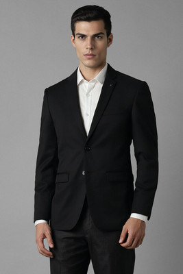 LOUIS PHILIPPE Solid Single Breasted Formal Men Blazer(Black)