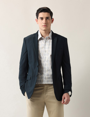 ARROW Self Design Single Breasted Formal Men Blazer(Blue)