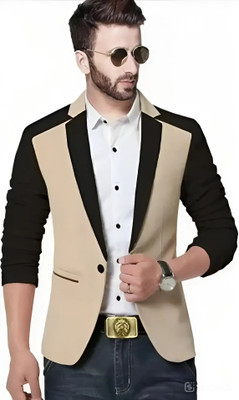 HUMJOLI FASHION Solid Single Breasted Formal, Casual, Festive & Wedding Men Blazer(Beige)