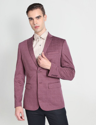ARROW Checkered Single Breasted Formal Men Blazer(Red)