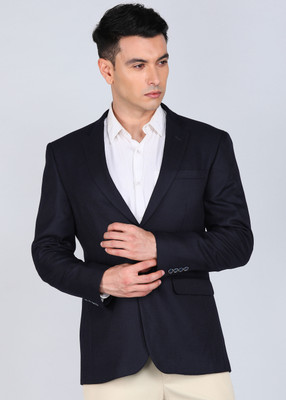 PETER ENGLAND Self Design Tuxedo Style Formal Men Blazer(Blue)