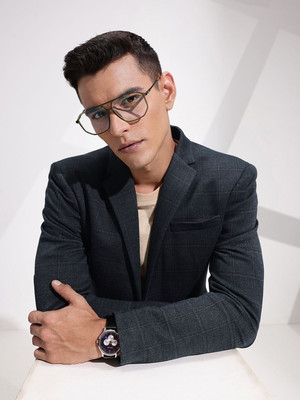 INVICTUS Checkered Single Breasted Casual Men Blazer(Blue)