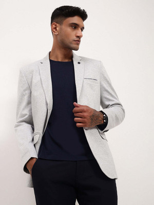 SHOWOFFFF Solid Single Breasted Casual Men Blazer(Grey)