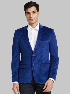 PARX Printed Single Breasted Formal Men Blazer(Blue)