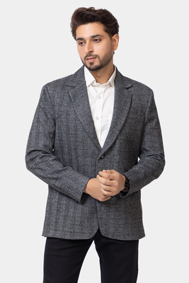 AVANGARD Self Design Single Breasted Casual Men Blazer(Black)