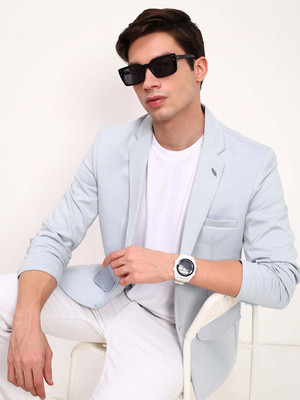 SHOWOFFFF Solid Single Breasted Casual Men Blazer(Blue)