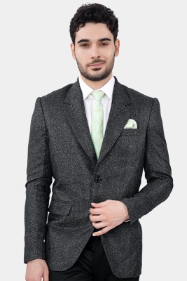 french crown Solid Single Breasted Formal Men Blazer(Grey)