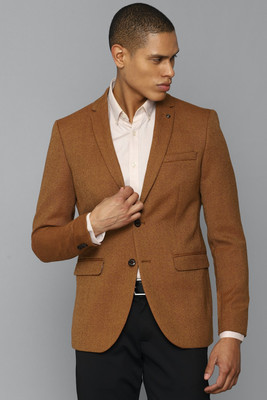 Allen Solly Solid Single Breasted Formal Men Blazer(Brown)