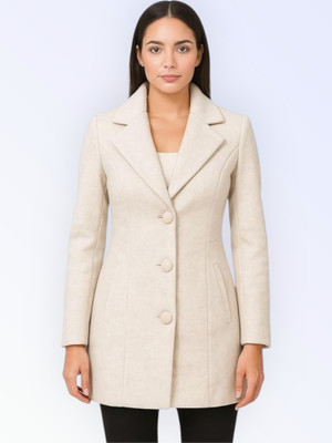 Pepzo Solid Double Breasted Casual Women Blazer(White)