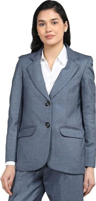 SANJITGARMENTS Solid Single Breasted Casual Women Blazer(Blue)