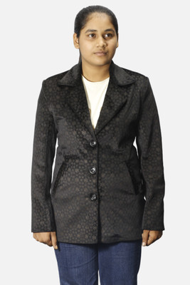 gargian master cut Printed Single Breasted Formal, Party Women Blazer(Black)