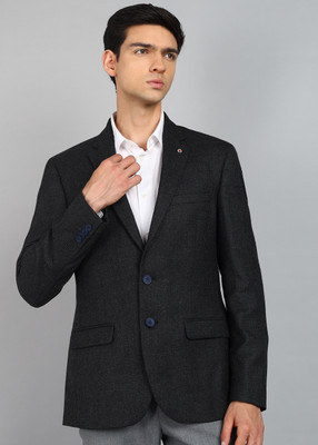 Raymond Self Design Single Breasted Formal Men Blazer(Black)