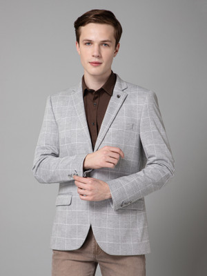 CANTABIL Self Design Single Breasted Casual Men Blazer(Grey)