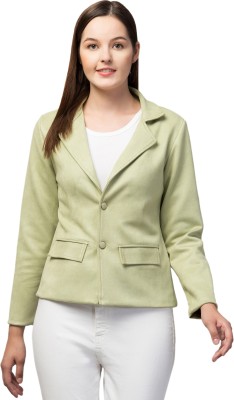 Navelly Solid Single Breasted Casual Women Blazer(Green)