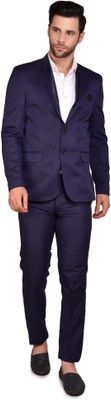PRINT CULTR Solid Single Breasted Festive & Wedding Men Blazer(Dark Blue)