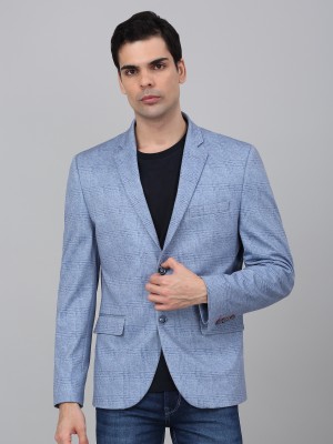 CANTABIL Checkered Single Breasted Casual Men Blazer(Blue)