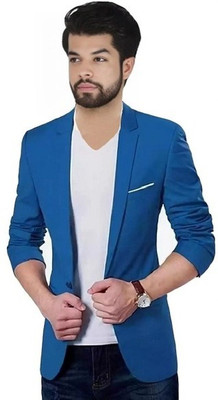 HUMJOLI FASHION Solid Single Breasted Formal, Casual, Festive, Wedding Men Blazer(Blue)