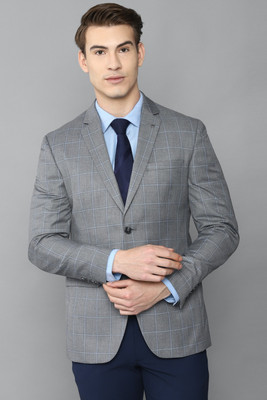 LOUIS PHILIPPE Checkered Single Breasted Formal Men Blazer(Grey)