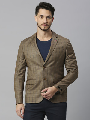 KILLER Checkered Single Breasted Casual Men Blazer(Brown)