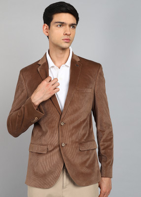 PARK AVENUE Solid Single Breasted Formal Men Blazer(Brown)