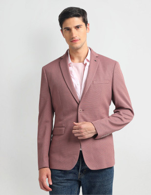 ARROW Solid Single Breasted Formal Men Blazer(Pink)