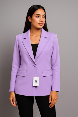 Aaromcollection Solid Single Breasted Casual, Formal Women Blazer(Purple)