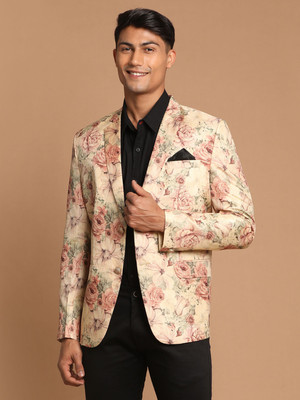 VASTRAMAY Floral Print Single Breasted Festive Men Blazer(Multicolor)