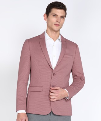 PETER ENGLAND Self Design Single Breasted Formal Men Blazer(Pink)