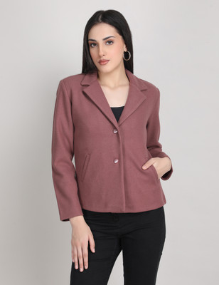 Blue Ronin Self Design Single Breasted Formal Women Blazer(Maroon)