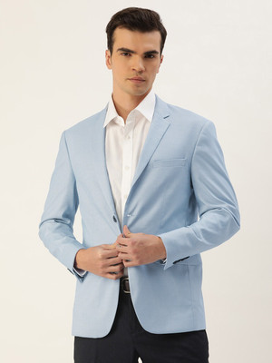 PETER ENGLAND Self Design Single Breasted Formal Men Blazer(Light Blue)