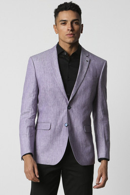 VAN HEUSEN Self Design Single Breasted Formal Men Blazer(Purple)