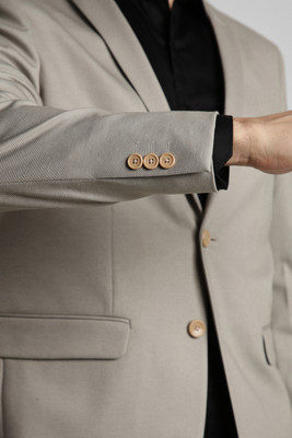 PETER ENGLAND Solid Single Breasted Casual Men Blazer(Beige)