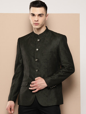 INVICTUS Self Design Single Breasted Party Men Blazer(Green)
