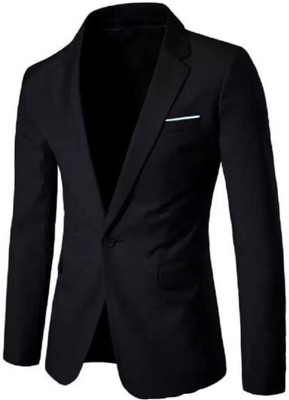 HUMJOLI FASHION Solid Single Breasted Casual, Formal, Party, Festive & Wedding Men Blazer(Black)