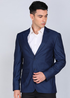 PETER ENGLAND Solid Single Breasted Formal Men Blazer(Blue)
