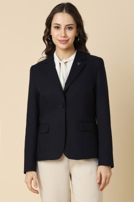 Allen Solly Solid Single Breasted Formal Women Blazer(Blue)