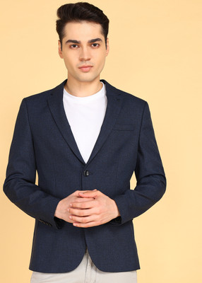 KILLER Solid Single Breasted Casual Men Blazer(Dark Blue)