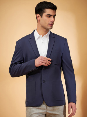 DENNISON Solid Single Breasted Casual Men Blazer(Blue)