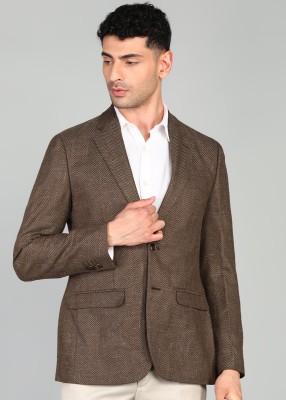 PARK AVENUE Self Design Single Breasted Formal Men Blazer(Brown)