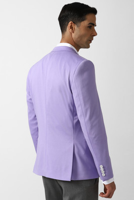 VAN HEUSEN Self Design Single Breasted Formal Men Blazer(Purple)